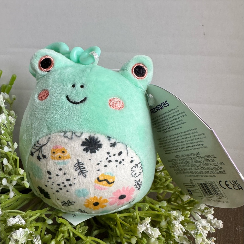 Squishmallows Fritz the frog Keychain Easter egg and chick purse charm NWT 6”